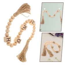 Guirnalda de cuentas de madera decorativa con borla colgante para colgar en la pared del hogar