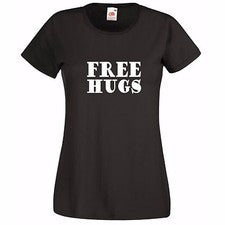 ABRAZOS GRATIS... DIVERTIDA CAMISETA MUJER MUJER MODA TOP REGALO CUMPLEAÑOS