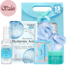 PACK 15 Set de Cuidado de la Piel con Mascarillas Faciales, Parches debajo de los Ojos, Bruma Facial, Mascarilla Labial,