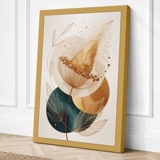 Impresión en lienzo boho abstracto con formas botánicas arte de pared decoración del hogar listo para colgar
