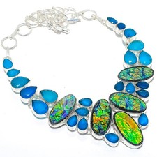 Collar de joyería hecho a mano triplete de piedras preciosas de ópalo de fuego 18"