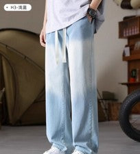 Pantalones de mezclilla rectos de verano para hombre de moda informales elásticos calle hip-hop