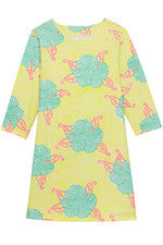 Vestido para mujer - Vestido estampado amarillo brillante - Vestido camiseta - Pequeño - Algodón