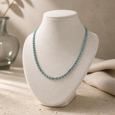 COLLAR DE CUENTAS CON PIEDRAS PRECIOSAS NATURALES TURQUESA Y JOYERÍA DE CADENA DE ACERO INOXIDABLE