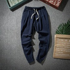 Hombres Algodón Lino Pantalones Sueltos Pantalones Estilo Harén Cintura Elástica Sueltos Informales Rojo