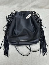 Mochila con flecos negra Victoria’s Secret bolsa de cincha nueva con etiquetas