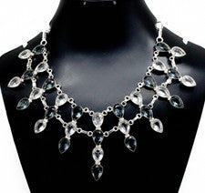 Collar Londres Topacio Azul y Topacio Blanco Plata de Ley 925 Joyería Hecha a Mano