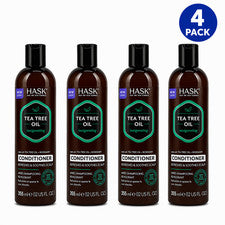 Paquete de 4 acondicionadores vigorizantes de aceite de árbol de té Hask refresca y calma el cuero cabelludo