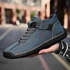 Botas informales de costura hechas a mano talla grande para hombre, zapatos de senderismo, suela de goma