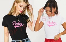Mujer BABY ROSA T-Shirt Moda TUMBLR Linda Camiseta Años 90 Manga Corta Informal Prenda para el torso