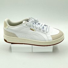 Puma Hombres Talla 9.5 Blanco Vapor Gris Goma Cuero Tenis NUEVO Shuffle