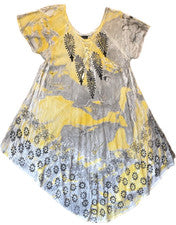 NUEVO CON ETIQUETAS Moda Vestido Force Para Mujer Talla Única Amarillo Batik Hecho en India Fluido Columpio