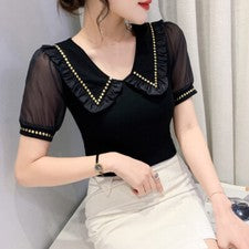 Verano Moda Mujeres Punk Remaches Calce Ajustado Prendas para el torso Blusas Camisetas Informales Camisas