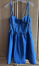 NUEVO CON ETIQUETAS MODA NOVA Espagueti Correa Ajustable Mini Vestido Denim Mujer’s XL Azul