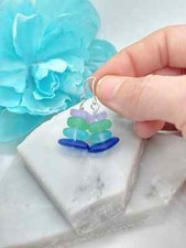 Pendientes colgantes Seaglass de plata esterlina para damas joyería de playa regalo de playa para ella