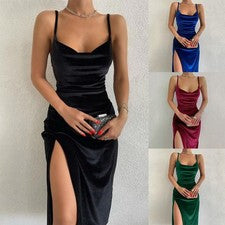 Elegante vestido de fiesta de noche para mujer con favorecedor escote en V y envolvente
