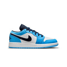 Scarpe Nike Air Jordan 1 Low Dark Powder Blue GS Sneakers Ragazzo Bianco Casual