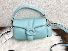 Bolso de hombro para mujer Coach Pillow Tabby azul descolorido C3880 nuevo con etiquetas