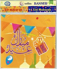 Banner Eid Mubarak (tamaño 39 x 9 pulgadas) color amarillo