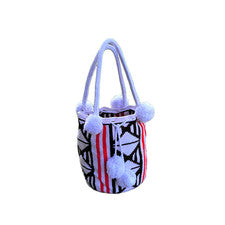 Bolso Wayuu Grande Hecho a Mano COLOMBIANO Brillante Pom Pom Boho Mochila Estilo Tribal
