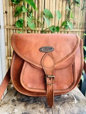 Bolso Mensajero Vintage De Cuero Natural Tan Puro Hecho A Mano Para Mujeres