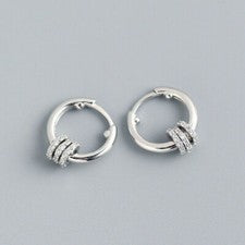 Pendientes mujer criollos redondos con 3 colgantes anillos pequeños plata 925