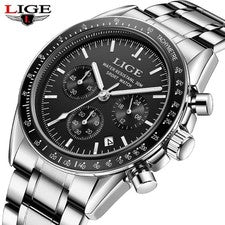 41MM LIGE Reloj Analógico Cuarzo Hombre Lujo 30M Impermeable Acero Inoxidable NUEVO