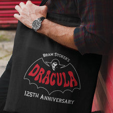 Bolso de Mano Retro Logo Drácula Negro Algodón Shopper - Bram Stoker 125 Aniversario
