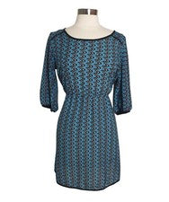 Vestido Delirious LA Mujer XL Informal Azul/Negro Patrón Zigzag Cerradura Retro Glamour