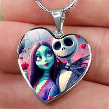 Collar Colgante Corazón Pesadilla Amor Joyería Plateado Pesadilla Antes de Navidad