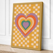 Arte de pared con impresión geométrica en lienzo de corazones concéntricos decoración del hogar listo para colgar