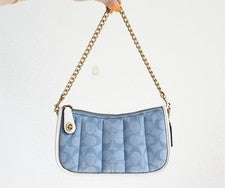 Bolso de Hombro COACH Swinger Signature Chambray Mujer Denim Cadena Dorada