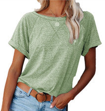 ⭐⭐Camiseta Mujer Blusa Moda Raglán Manga Corta Casual Verde Deportes Camiseta