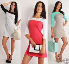 Para mujer Moda 2 Colores Vestido Túnica Estilo Mangas 3/4 Talla 8-16 FA202