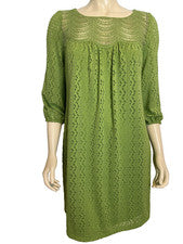 Vestido para mujer London Times manga abullonada 3/4 verde ojales talla 6 nuevo sin etiquetas