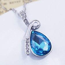 Collar de cadena colgante de gota de agua ángel de plata de ley 925 para mujer joyas regalo
