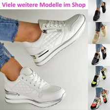 Zapatos de mujer zapatillas blancas plataforma brillo deporte casual tacón de cuña