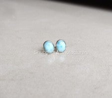 Aretes Larimar naturales de plata de ley 925 hechos a mano bisel joyería