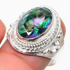 Anillo de plata esterlina 925 con piedras preciosas de topacio místico para regalo de todos los tamaños