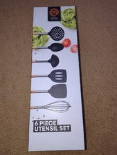 Juego de utensilios de cocina MasterChef 6 piezas - Herramientas de cocina de nailon, asas de acero de madera