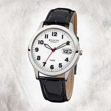 Regent Reloj Hombre Cuero F-788 Reloj Cuarzo Correa Negro URF788