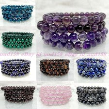 "Lotes al por mayor de 4 piezas pulsera elástica de cristal de piedras preciosas naturales de 8 mm de 7,5"""