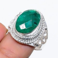 Anillo de plata de ley 925 hecho a mano con piedras preciosas de jadeíta verde de todos los tamaños para regalo