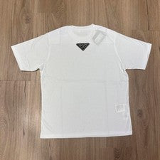 Camiseta PRADA Para Hombre Re-Nylon Panelado Triángulo Parche Talla Grande Blanca - Talla L