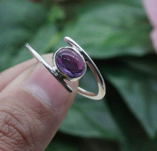 Anillo de amatista para mujer de plata de ley 925 hecho a mano anillo llamativo todas las tallas SR158