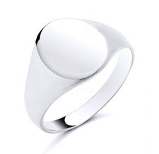 Anillo de sello ovalado de plata de ley 925 talla K L M N O P Q R S - HOMBRE o DAMA