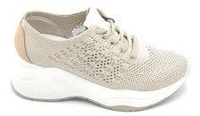 Igi e Co 7662622 sneaker lacci zeppa 5cm tessuto glyknit beige fondo gomma C