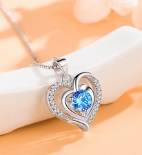 Collar colgante corazón cristal plata esterlina 925 mujeres niñas joyería regalo Reino Unido