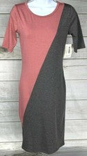 Nuevo Vestido Julia LuLaRoe Para Mujer Talla XS Rosa Gris Rayas Unicornio Nuevo con Etiquetas A2311