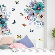 Pegatina de pared extraíble flor loto mariposa arte de pared calcomanía decoración del hogar mural